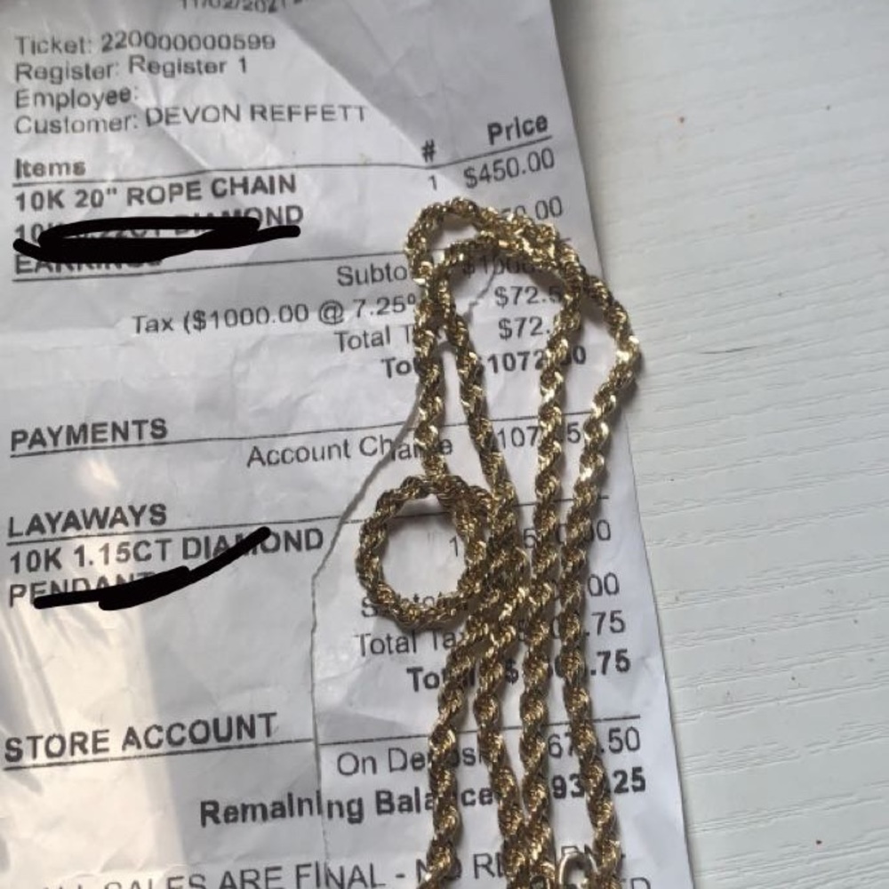10k 20” Diamond cut rope chain